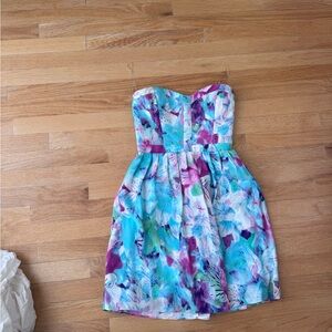 Parker Strapless Dress in Blue and Purple